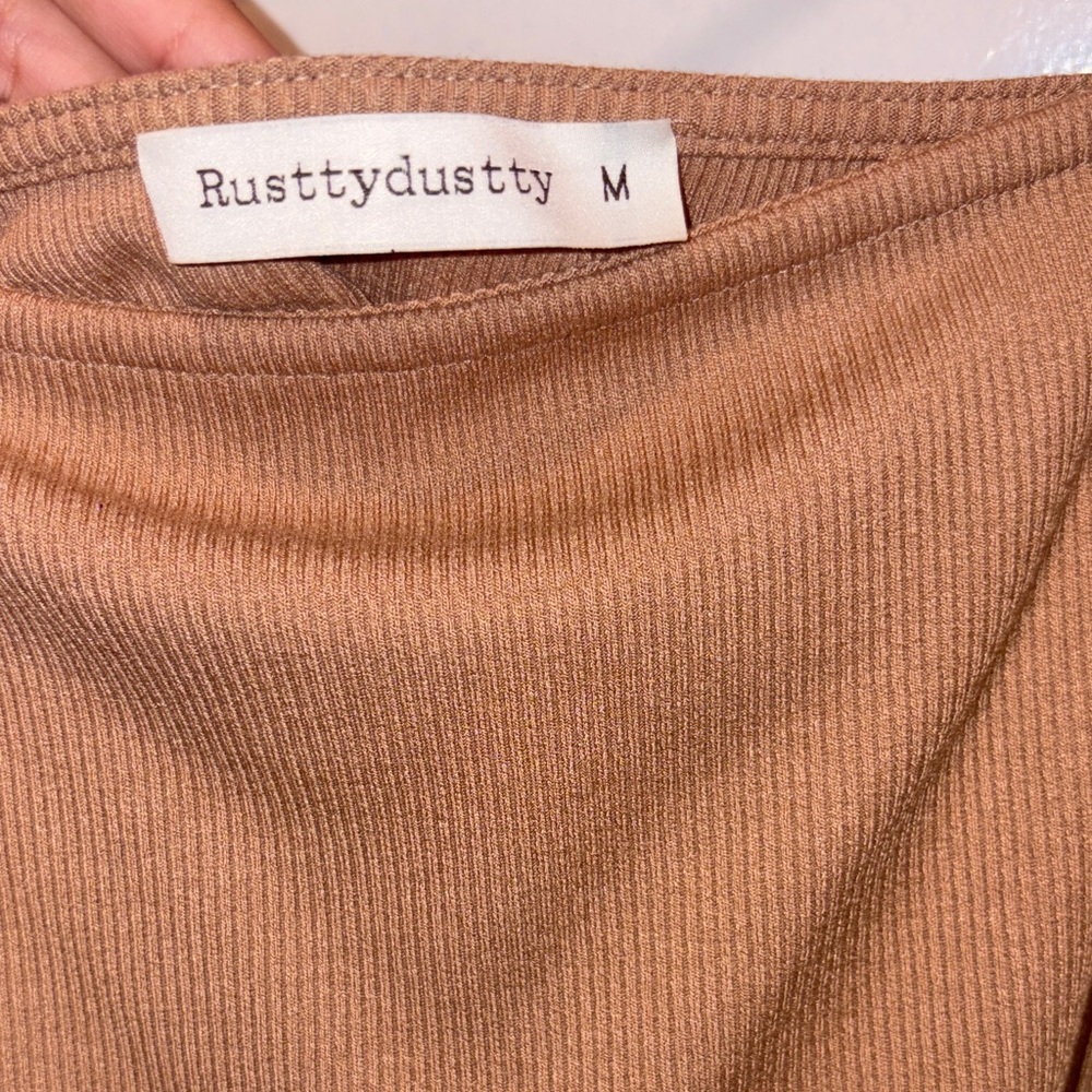 Chic Tan Ribbed Crop Top - Picture 5 of 5